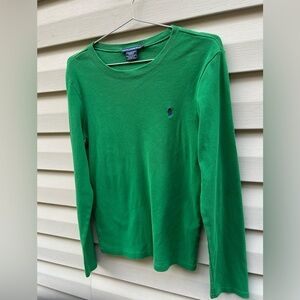 Vintage Y2K Ralph Lauren Sport XL green pony long sleeve polo tee pre…